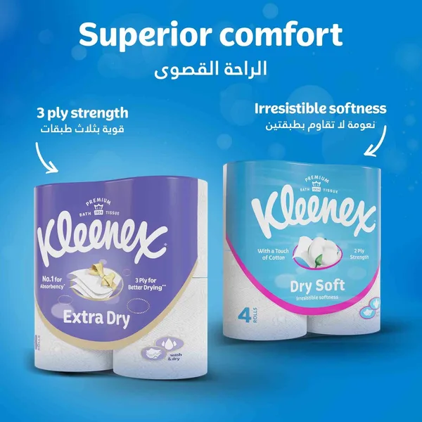 Kleenex Dry Soft Embossed Bathroom Tissue 2ply 4 Rolls (6)