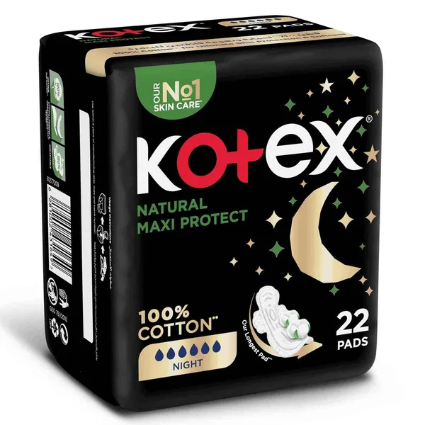 Kotex Natural Maxi Protect Thick 100% Cotton Overnight Sanitary Pads with Wings 22 pcs (2)