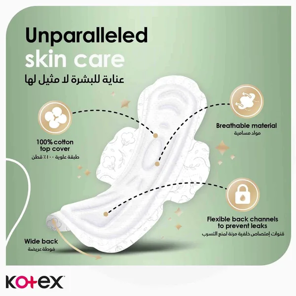 Kotex Natural Maxi Protect Thick 100% Cotton Overnight Sanitary Pads with Wings 22 pcs (7)