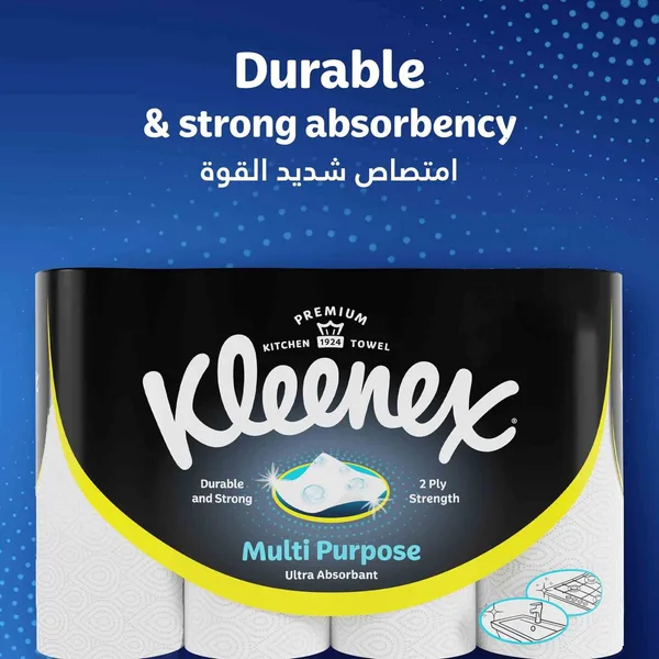 Kleenex Kitchen Towel Jumbo Roll 2ply 90 Sheets Value Pack 4 Rolls (2)