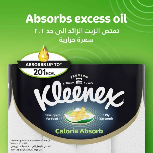Kleenex Calorie Absorb Kitchen Tissue Paper Towel 3ply 50 Sheets 4 Rolls (2)