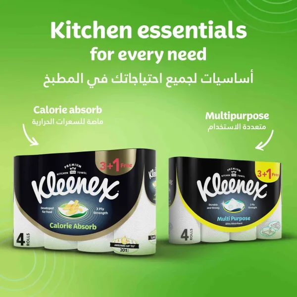 Kleenex Calorie Absorb Kitchen Tissue Paper Towel 3ply 50 Sheets 4 Rolls (3)
