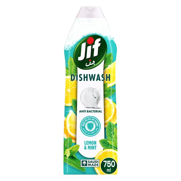 Jif Antibacterial Dishwashing Liquid Mint & Lemon Double Foam Power 750 ml