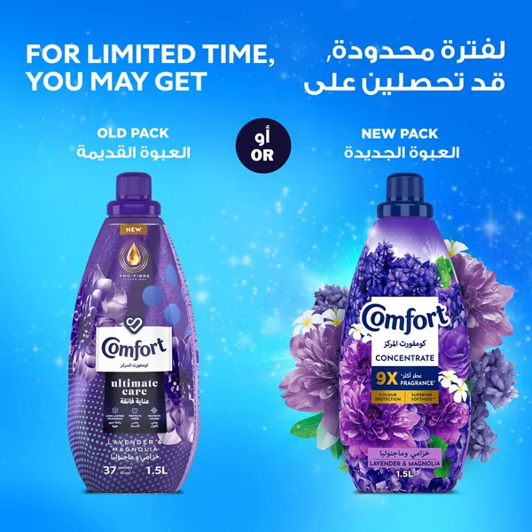 Comfort Concentrate Fabric Softener Lavender & Magnolia 9x Fragrance 1.5 Litres (8)