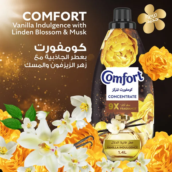 Comfort Concentrate Fabric Softener Vanilla Indulgence 9x Fragrance 1.4 Litres (4)