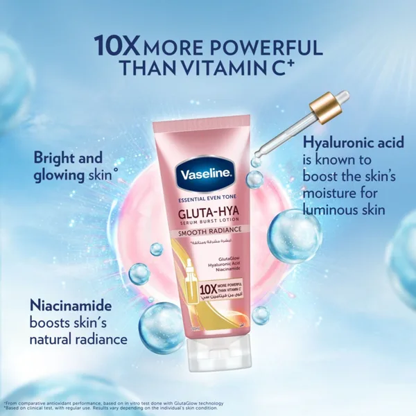 Vaseline Essential Even Tone Smooth Radiance Gluta-Hya Serum Burst Lotion 200 ml (4)