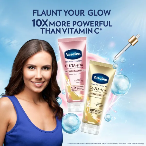 Vaseline Essential Even Tone Smooth Radiance Gluta-Hya Serum Burst Lotion 200 ml (8)