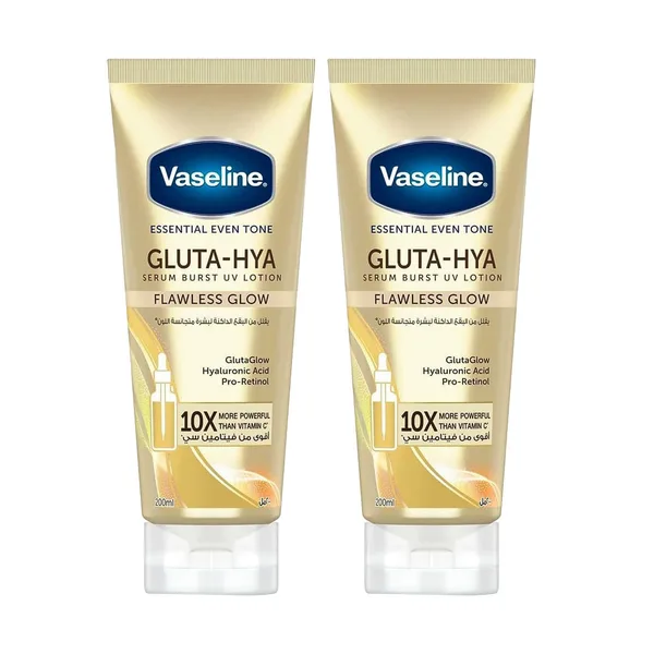 Vaseline Essential Even Tone Flawless Glow Gluta-Hya Serum Burst UV Lotion Value Pack 2 x 200 ml