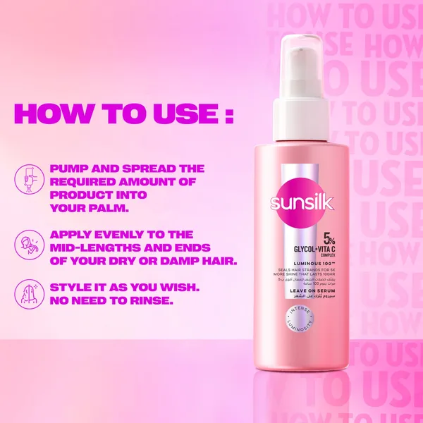 Sunsilk Glycol + Vitamin C Luminous 100 Leave On Serum 90 ml (6)