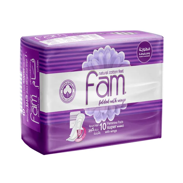 Fam Natural Cotton Feel Maxi Thick Folded with Wings Super Sanitary 10pcs (3)