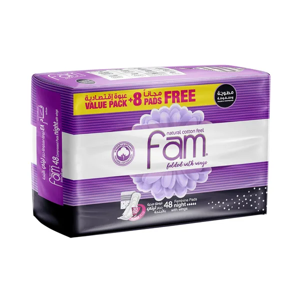 Fam Night Sanitary Pads Folded With Wings 48 pcs (2)