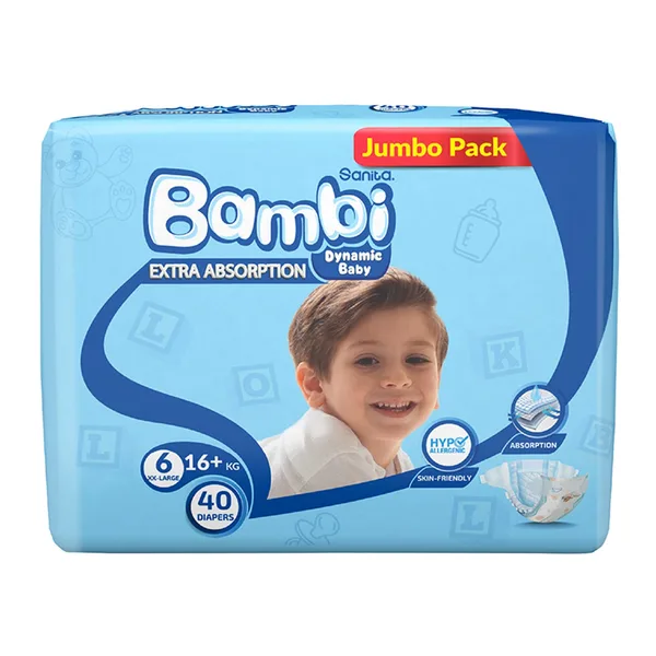 Sanita Bambi Baby Diaper Jumbo Pack Size 6 XX-Large 16+ kg 40pcs (2)