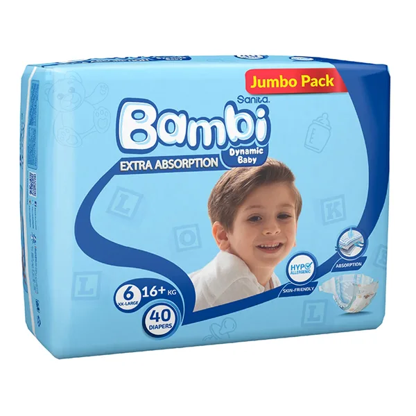 Sanita Bambi Baby Diaper Jumbo Pack Size 6 XX-Large 16+ kg 40pcs (3)