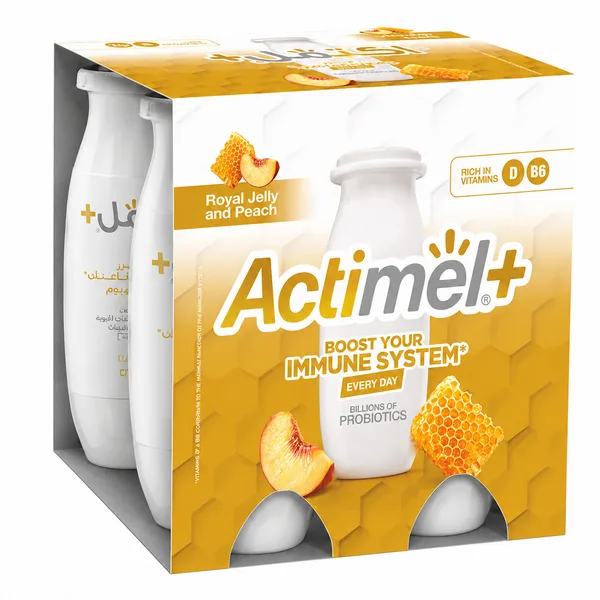 Actimel Probiotic Drink Royal Jelly & Peach 4X93ML