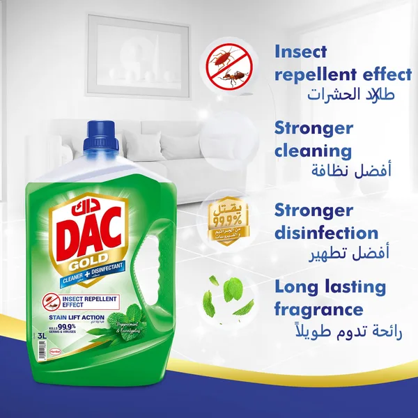 Dac Gold Peppermint & Eucalyptus Disinfectant Cleaner 1 Litre (3)