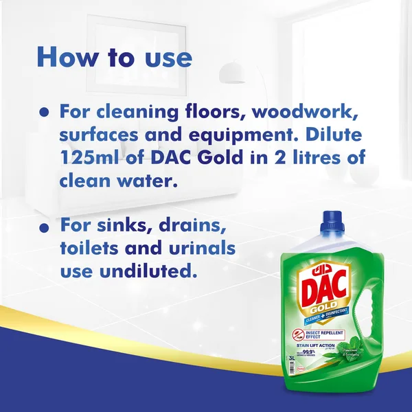Dac Gold Peppermint & Eucalyptus Disinfectant Cleaner 1 Litre (5)