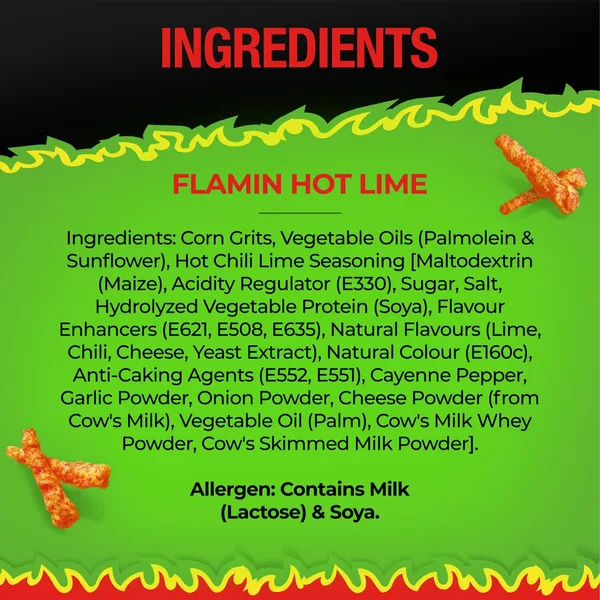 Cheetos Crunchy Flamin' Hot Lime Puffed Corn 50 g (3)