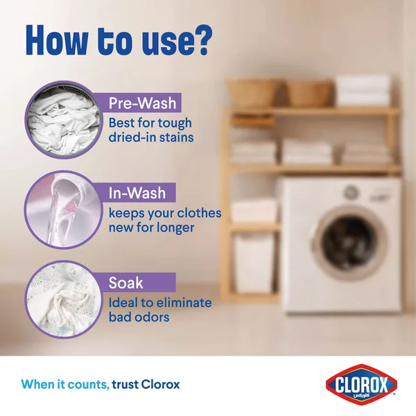 Clorox 4in1 Liquid Stain Remover Supreme Whitener For White Clothes 500 ml (4)