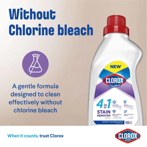 Clorox 4in1 Liquid Stain Remover Supreme Whitener For White Clothes 900 ml (5)