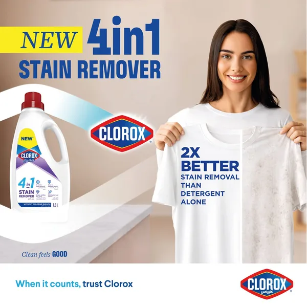 Clorox 4in1 Liquid Stain Remover Supreme Whitener For White Clothes 1.8 Litres (2)
