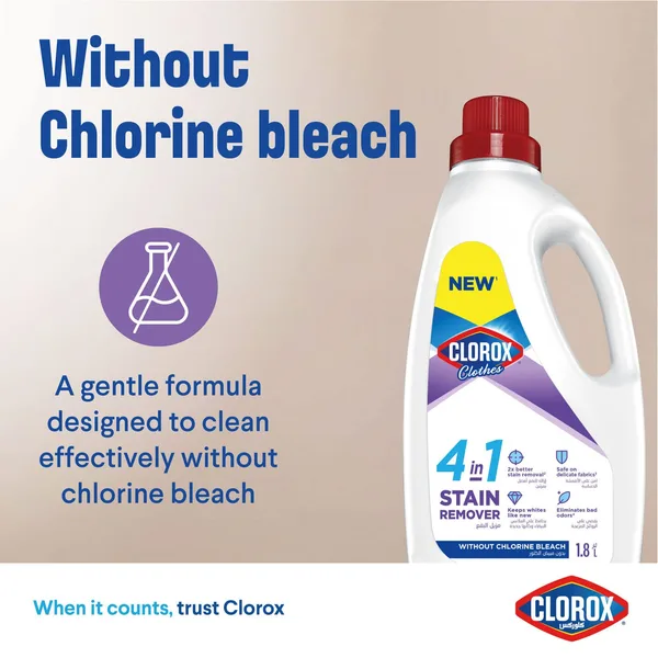 Clorox 4in1 Liquid Stain Remover Supreme Whitener For White Clothes 1.8 Litres (5)