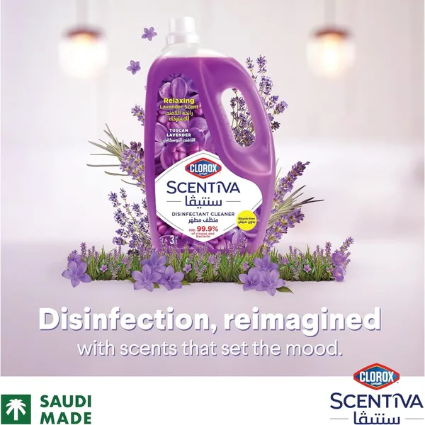 Clorox Scentiva Disinfectant Cleaner Tuscan Lavender Bleach Free 3 Litres (3)