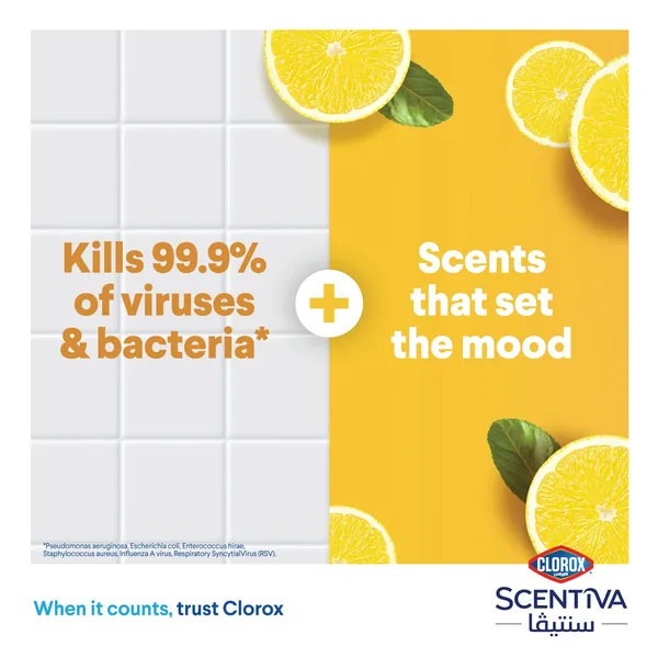 Clorox Scentiva Disinfectant Cleaner Madagascar Citrus Grove Bleach Free 1.5 Litres (4)
