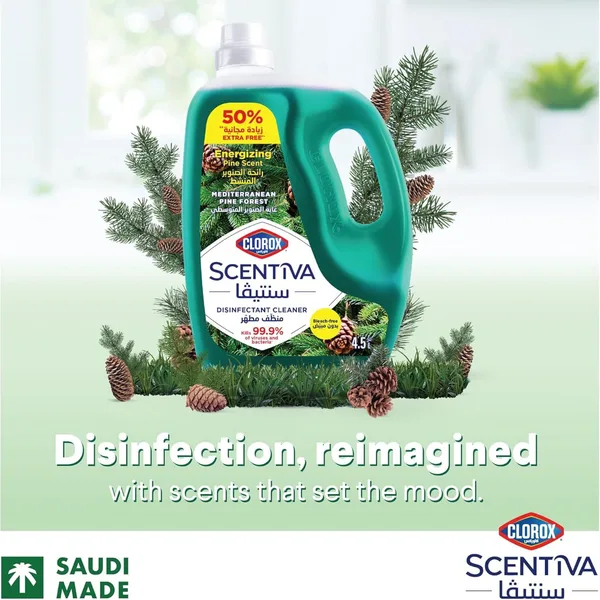 Clorox Scentiva Pine Multipurpose Disinfectant Cleaner Bleach Free 4.5 Litres (3)