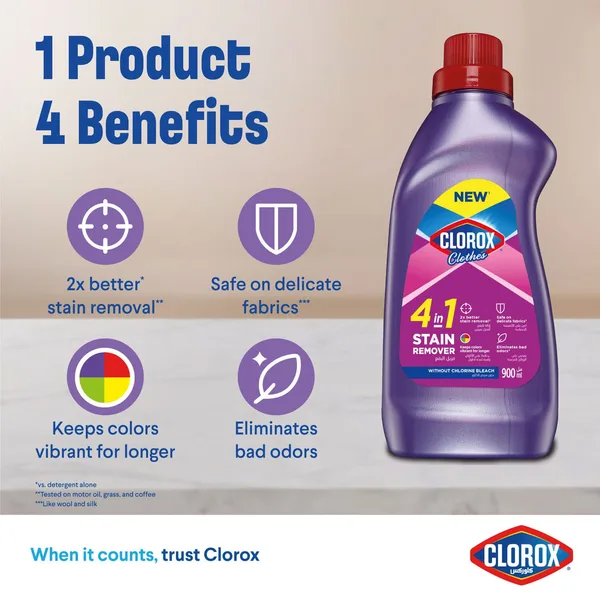 Clorox 4in1 Liquid Stain Remover For Color Clothes 900 ml (3)