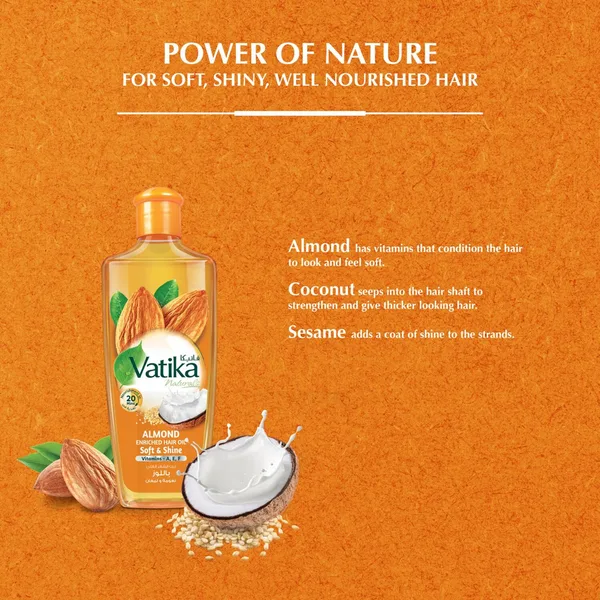 Vatika Naturals Almond Coconut & Sesame Enriched Hair Oil Soft & Shine 300 ml (3)