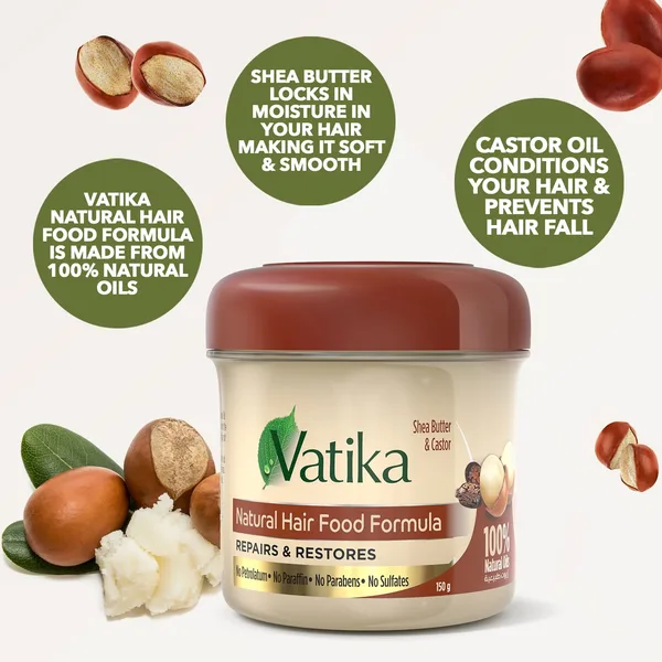 Dabur Vatika Shea Butter & Castor Natural Hair Food Formula 150 ml (3)
