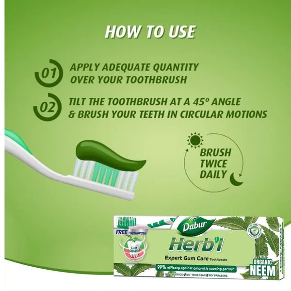 Dabur Herbal Neem Toothpaste with Neem Extract Value Pack 2 x 150 g (7)