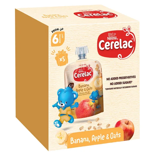 Nestle Cerelac Apple, Banana & Oats Fruit Puree Multipack 90 g Pack of 5 (7)