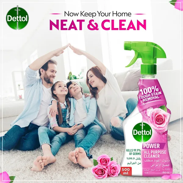 Dettol All Purpose Cleaner Spray Bottle Rose Scent 500 ml (5)