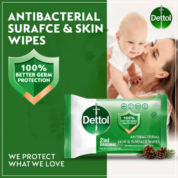 Dettol Original 2 in 1 Anti-Bacterial Skin and Surface Wipes 120 pcs (6)