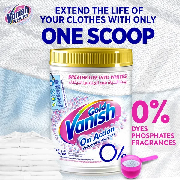 Vanish Gold Vanish Oxi Action Stain Remover Powder White Clothes 900 g (2)