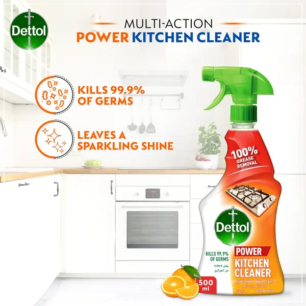 Dettol All Purpose Cleaner Spray Bottle Lemon Scent + Dettol Kitchen Cleaner Spray Bottle Orange Scent 2 x 500 ml (2)