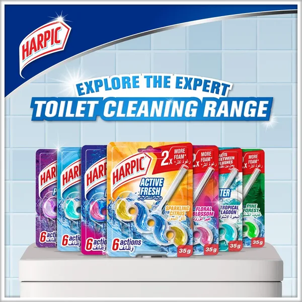 Harpic Active Fresh Water Toilet Rim Block Pine Forest Scent 2 x 35 g (6)