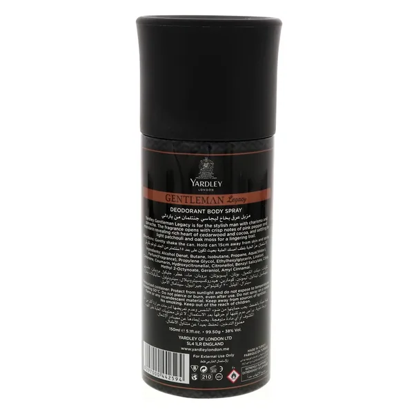 Yardley Gentleman Legacy Deodorant Body Spray For Men 150 ml (2)