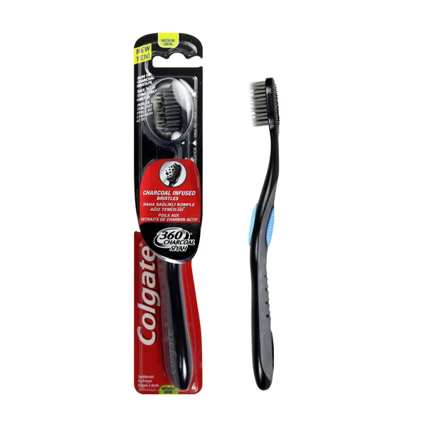 Colgate 360 Charcoal Black Medium Toothbrush Assorted Colour 1 pc
