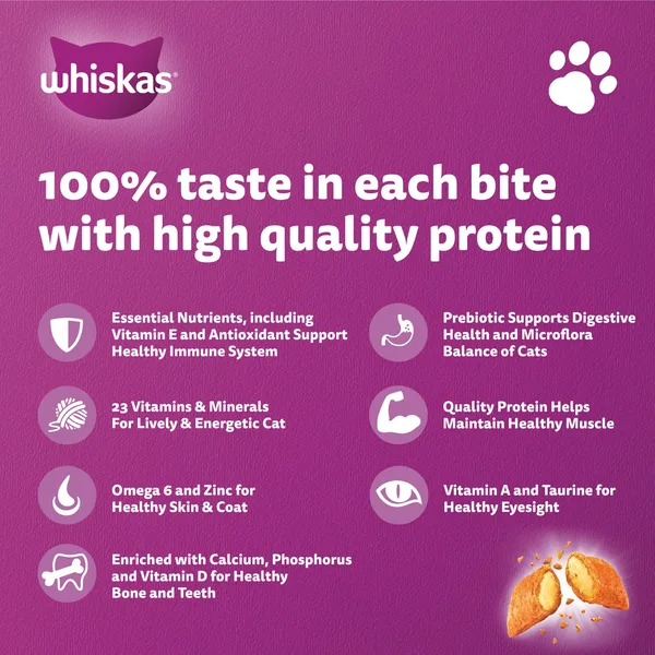 Whiskas Chicken Flavour Dry Cat Food for Adult Cats 1+ Years 480 g (3)