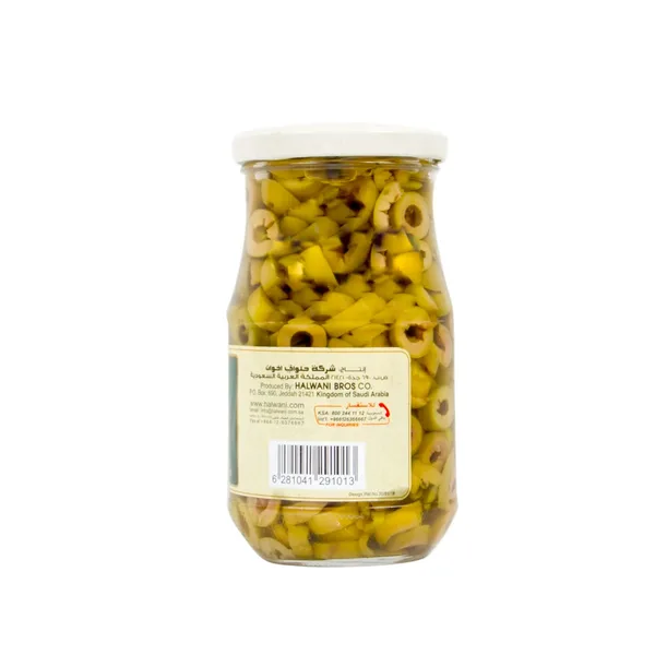 Halwani Bros Mukhtara Sliced Green Olives with Olive Oil 2 x 325 g (2)