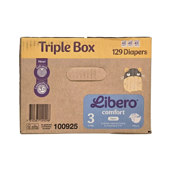 Libero Comfort Baby Diapers Size 3 5-8kg Value Pack 129 pcs (2)