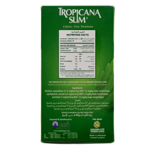 Tropicana Slim Calorie Free Sweetener With Stevia Stick Pack 50pcs (2)