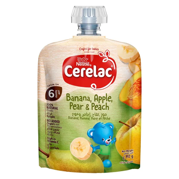 Nestle Cerelac Banana, Apple, Pear & Peach Fruit Puree From 6 Months 90 g (2)