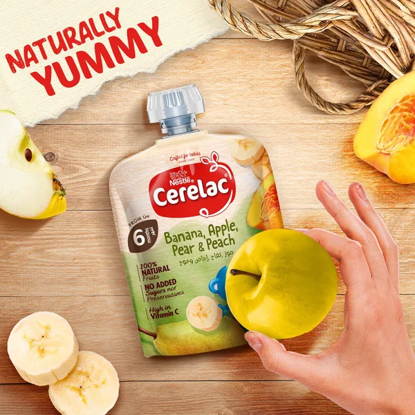 Nestle Cerelac Banana, Apple, Pear & Peach Fruit Puree From 6 Months 90 g (4)