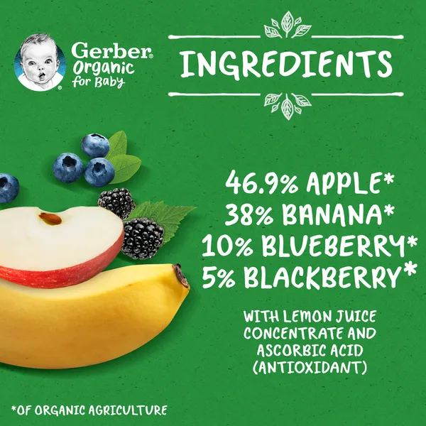 Gerber Organic Apple Banana Blueberry & Blackberry Baby Food From 6 Months 90 g (5)