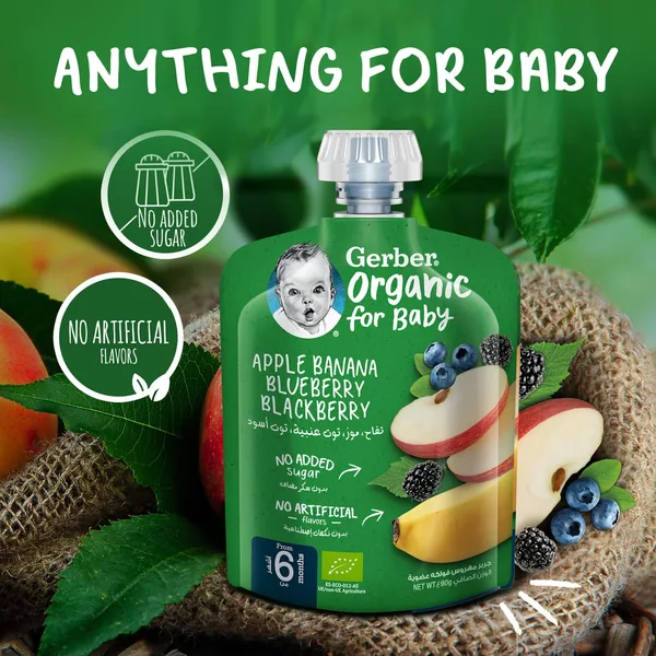 Gerber Organic Apple Banana Blueberry & Blackberry Baby Food From 6 Months 90 g (6)
