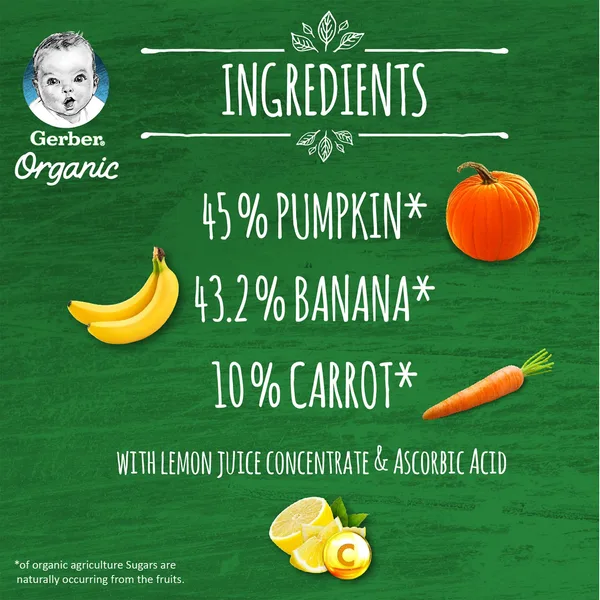 Gerber Organic Pumpkin Banana & Carrot Baby Food From 6 Months 90 g (8)
