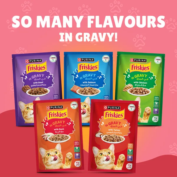 Purina Friskies Junior Chicken In Gravy Wet Cat Food Pouch 85 g (8)